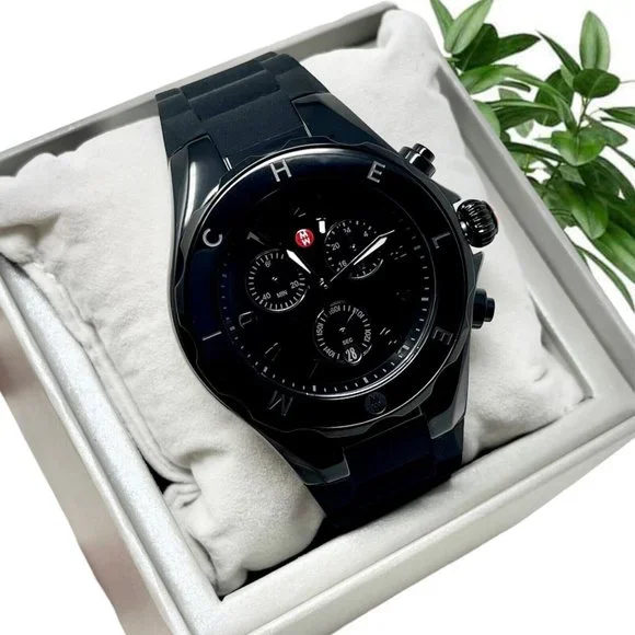 NWT MICHELE Jellybean Black Silicone Watch MWW12F000104 display picture 2
